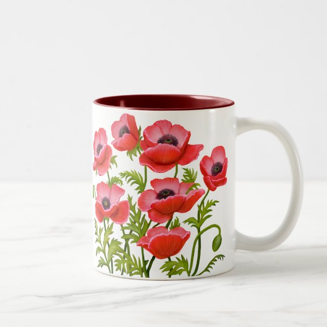 Roter Garten Mohn Blume Tasse (Rechts)