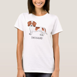 Roter Gefleckter Glattfell-Dackel-Caricature-Hund T-Shirt
