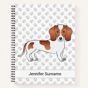 Roter Gefleckter Glatthaar-Dackel-Cartoon-Hund & T Notizbuch