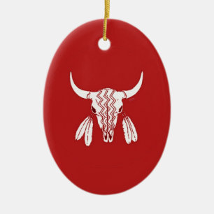 Roter Geist Tanz Buffalo Oval Keramik Keramik Ornament