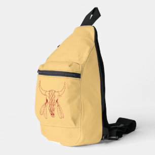 Roter Geister-Tanz Büffel-Linien-Tragetasche-Rucks Crossbody Bag