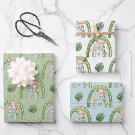 Roter Gelber Affenbaum Rainbow Baby Dusche Geschenkpapier Set