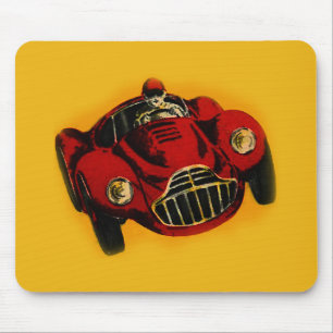 Roter gelber alter Autorennwagen Mousepad