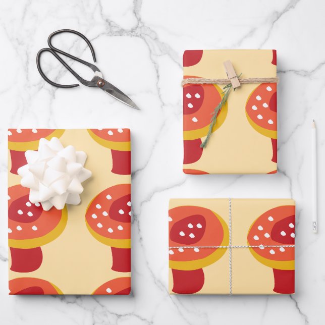 Roter Gelber Pilz  Geschenkpapier Set (Vorderseite)