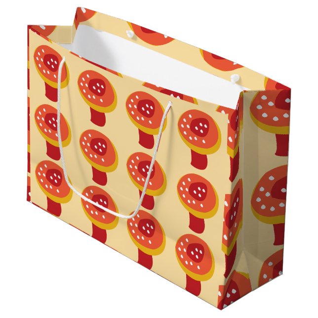 Roter Gelber Pilz  Große Geschenktüte (Vorderseite Schrägansicht)