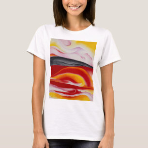 Roter, gelber und schwarzer Streifen Georgia O'K T-Shirt