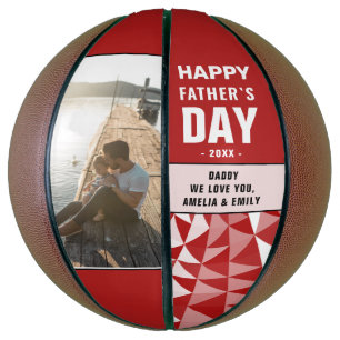 Roter geometrischer Daddy Happy Father's Day Foto  Basketball