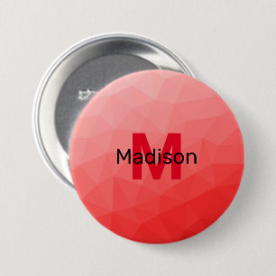 Roter geometrischer Maschenmuster-Monogramm Button