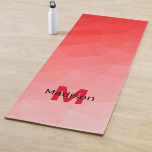 Roter geometrischer Maschenmuster-Monogramm Yogamatte