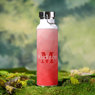 Roter geometrischer Netz-Muster-Monogramm Trinkflasche