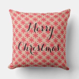 Roter gepunkteter Stern auf Taupe Kissen