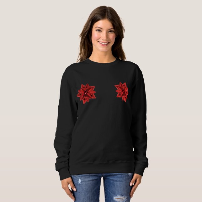 Roter Geschenkbogen Frauen Sweatshirt (Vorne ganz)