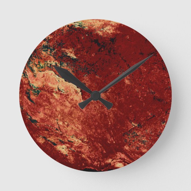 Roter gestrichener Stein Runde Wanduhr (Vorderseite)