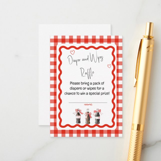 Roter Gingha Baby Soda Fertig zum Knallen Windel o Begleitkarte (Vorderseite/Rückseite Beispiel)