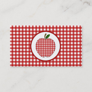 Roter Gingham Apple arbeiten Lehrer-Visitenkarte Visitenkarte