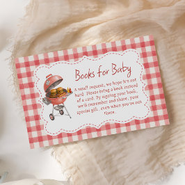 Roter Gingham-Burger BBQ-Baby-Shower-Bücher für Ba Begleitkarte
