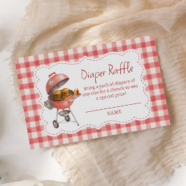 Roter Gingham-Burger-BBQ-Baby-Shower-Windel-Raffle Begleitkarte