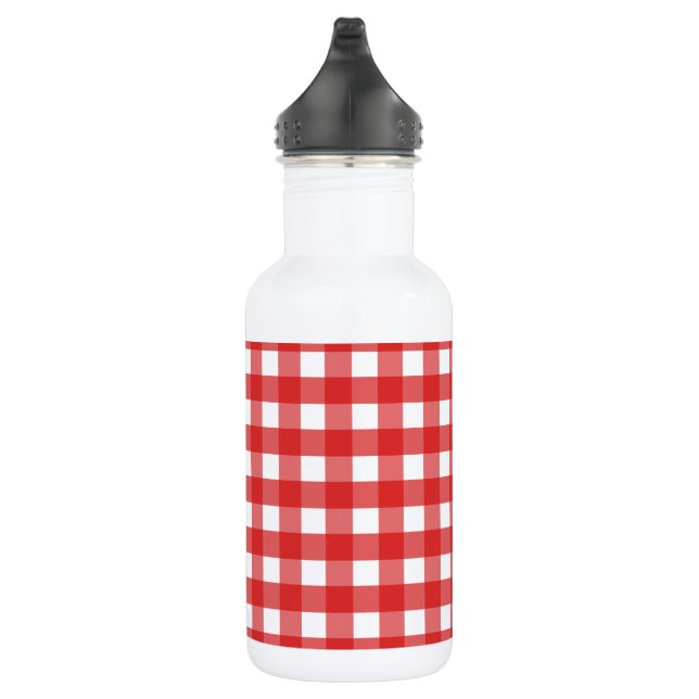 Roter Gingham Edelstahlflasche (Rechts)