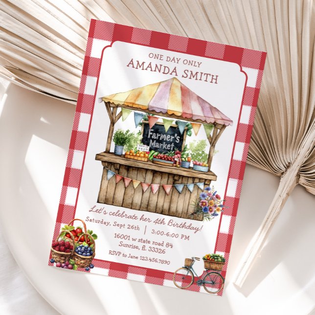 Roter Gingham Farmer's Market - Lokal gezüchtet Ge Einladung (Von Creator hochgeladen)
