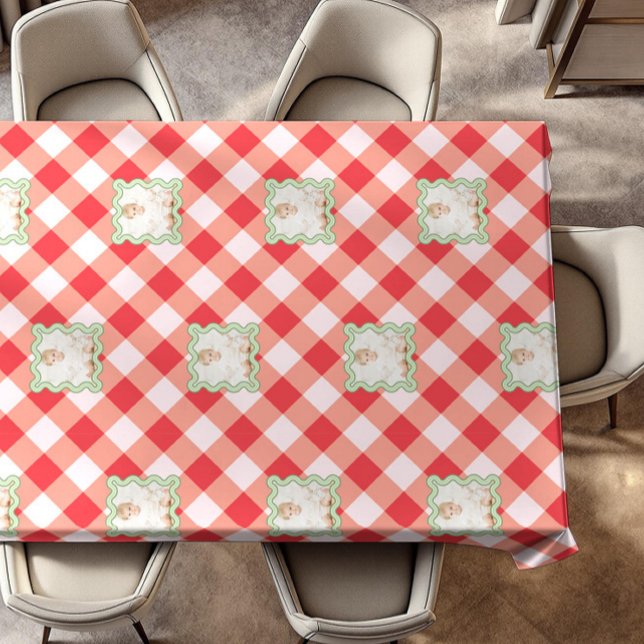 Roter Gingham-Feiertags-Weihnachts-Personalisierte Tischdecke (Von Creator hochgeladen)