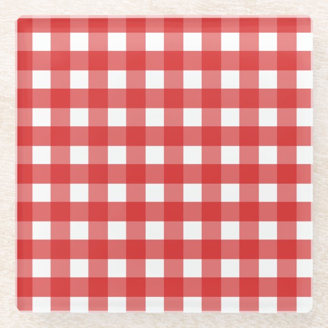 Roter Gingham Glasuntersetzer (Vorderseite)