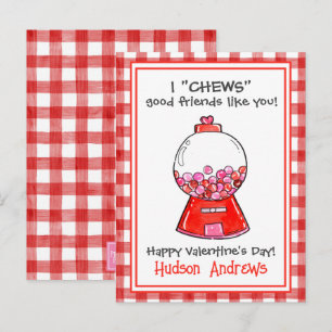 Roter Gingham Gumballs Valentinische Karten