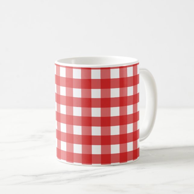 Roter Gingham Kaffeetasse (VorderseiteRechts)