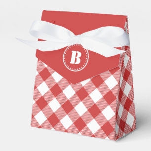 Roter Gingham-karierter Muster-Bevorzugungs-Kasten Geschenkschachtel