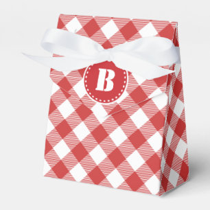 Roter Gingham-karierter Muster-Bevorzugungs-Kasten Geschenkschachtel