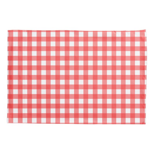 Roter Gingham Kissenbezug (Rückseite)