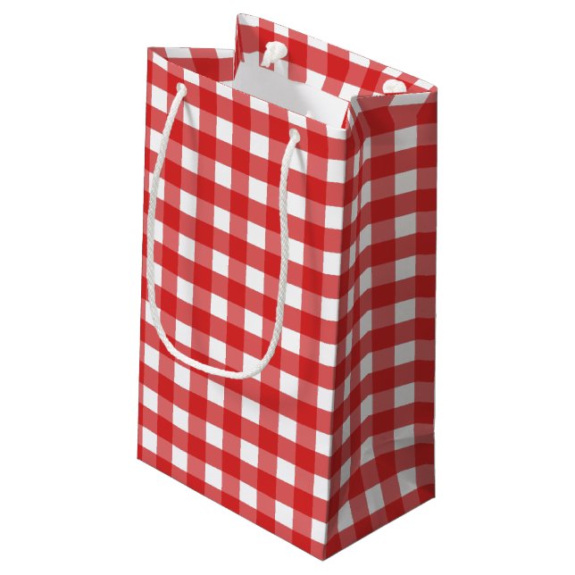 Roter Gingham Kleine Geschenktüte (Rückseite Schrägansicht)