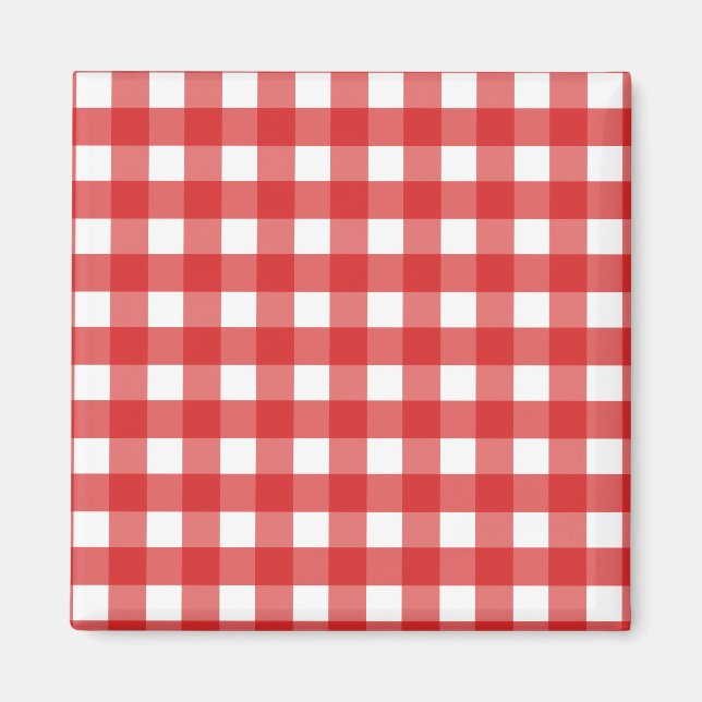 Roter Gingham Magnet (Vorne)