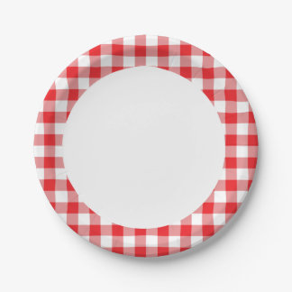 Roter Gingham Pappteller