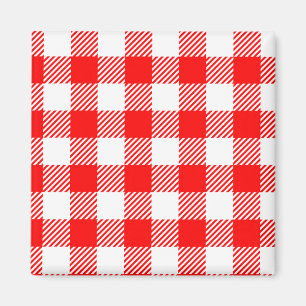 Roter Gingham-Picknick-Tischdruck Magnet