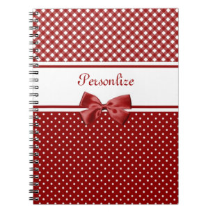 Roter Gingham-Schleifen-Name Notizblock