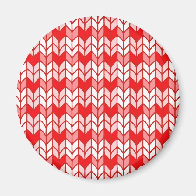 ROTER GINGHAM STRICK Rundmagnet Magnet (Vorne)