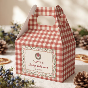 Roter Gingham Vintage-Weihnachts-Babyshower Geschenkschachtel