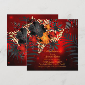 Roter Glanz Orange Black Hibisken Birthday Party Einladung