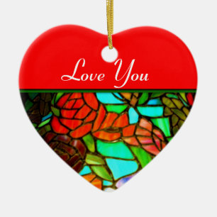 Roter Glasliebesschmuck Keramik Ornament