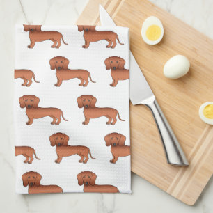 Roter glatter Dachshund-Hund süßes Cartoon-Hund-Mu Geschirrtuch