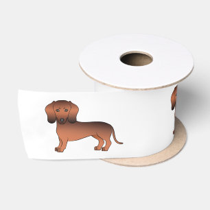 Roter, glatter Dackel, Niedlich Cartoon Dog Satinband