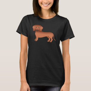 Roter, glatter Dackel Niedlicher Cartoon Dog T-Shirt