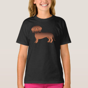 Roter, glatter Hair Dackel Niedlich Cartoon Dog T-Shirt