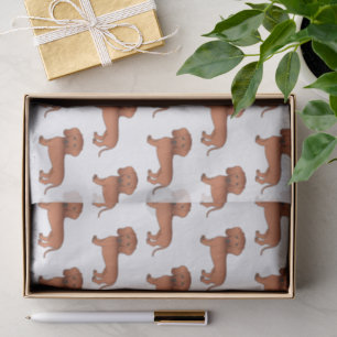 Roter glatter Mantel Dachshund Süßer Hund Muster Seidenpapier