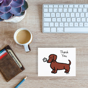 Roter Glatthaar-Dachshund Winzige Blume Danke Postkarte