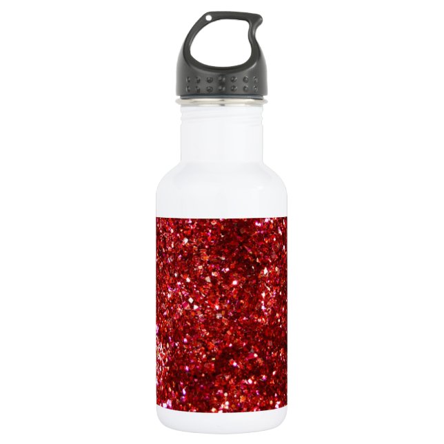 Roter Glitter-Effekt Trinkflasche (Vorderseite)