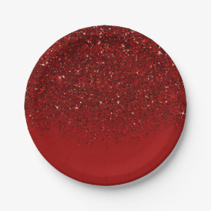 Roter Glitter Glamour Schimmer Elegant Chic Party Pappteller