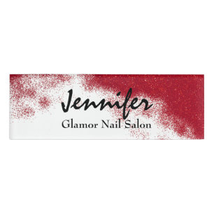 Roter Glittery Angestellt-Namensschild Namenschild