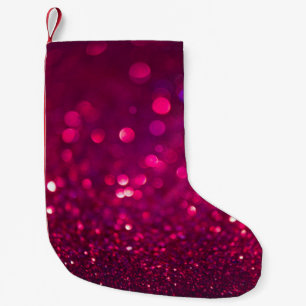 Roter Glitzer: Abstrakt Bokeh Kleiner Weihnachtsstrumpf