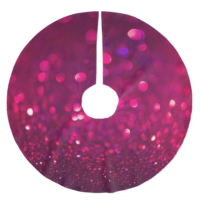 Roter Glitzer: Abstrakt Bokeh Polyester Weihnachtsbaumdecke (Vorderseite)